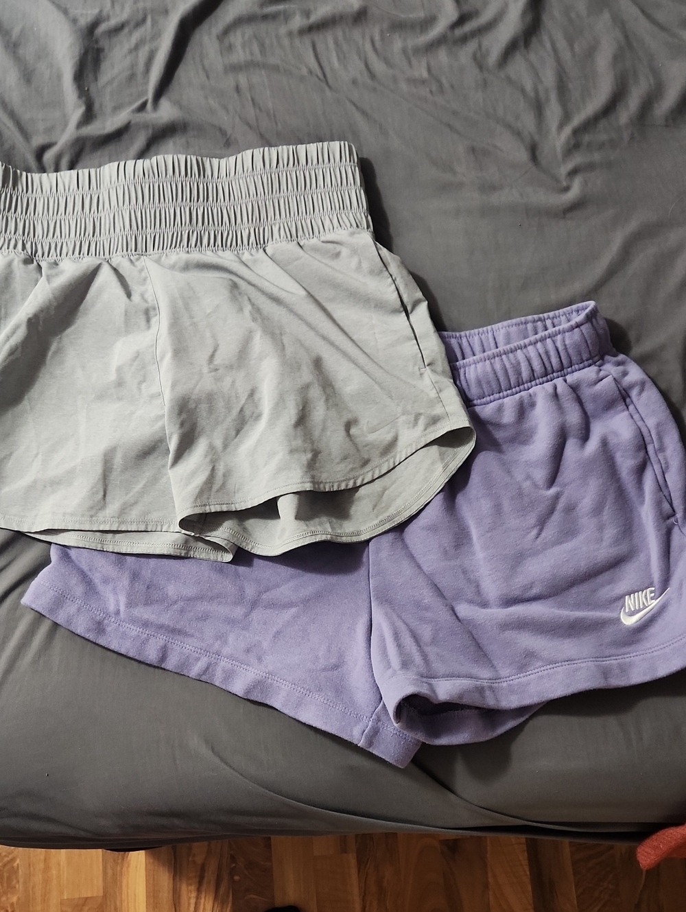 Nike Women's Lavender and Light Gray Athletic Shorts Set